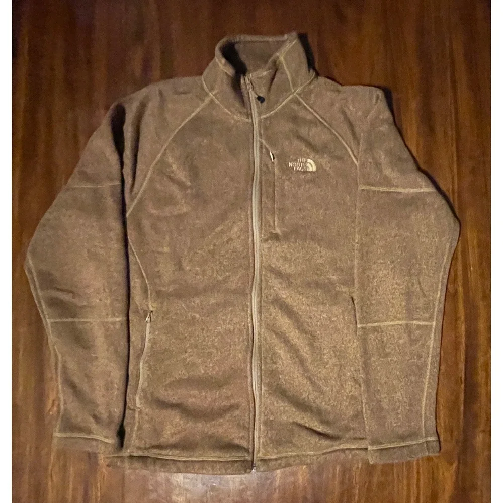 The North Face Mens Fleece Full Zip Jacket Tan Brown Medium M‎